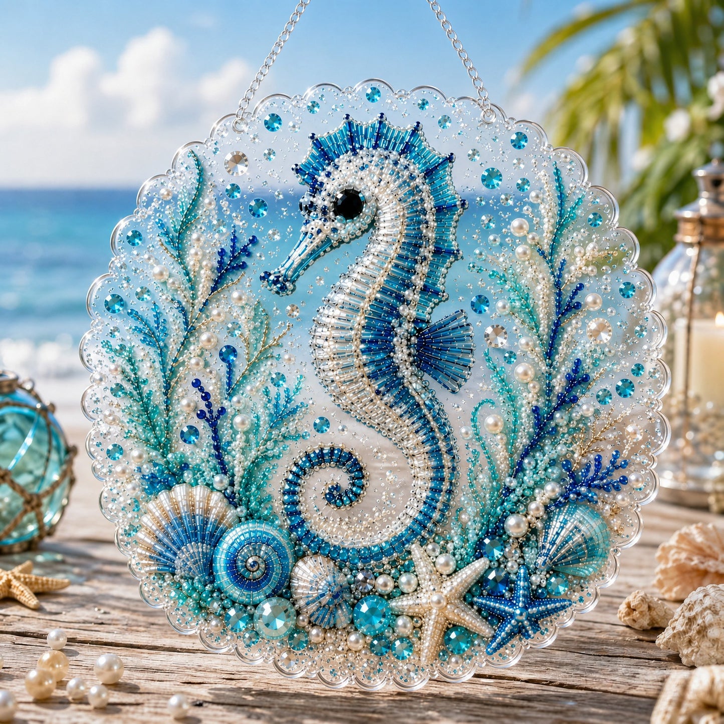 🌊✨Ocean Pearl Art DIY Hanging Ornament Kit Creative Coastal Craft Home Decor Gift✨