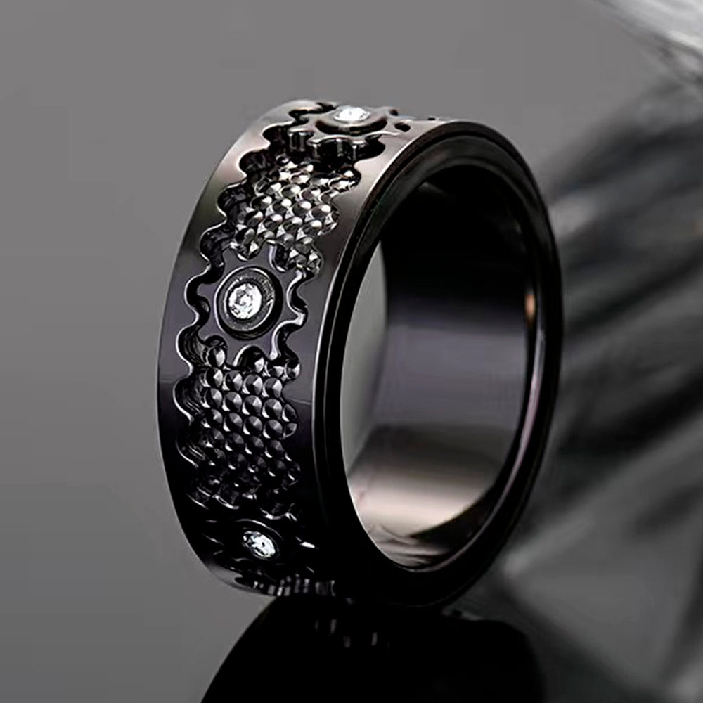 🔥LAST DAY 50% OFF – ⚡925 Sterling Silver Personalized Stress Reducing Rotatable Gear Ring