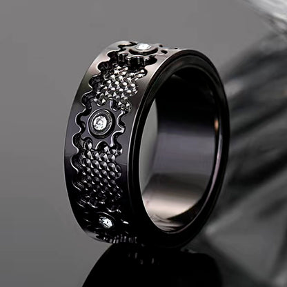 🔥LAST DAY 50% OFF – ⚡925 Sterling Silver Personalized Stress Reducing Rotatable Gear Ring