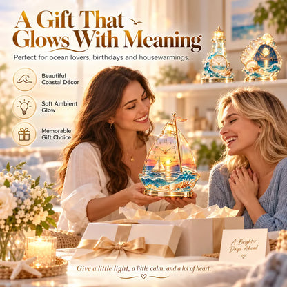 🌊 50% OFF – Coastal Glow Crystal Lighthouse & Ocean Decor ✨
