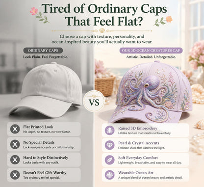 🔥Last Day 50% OFF-🌊 3D Ocean Creatures Embroidery Cap