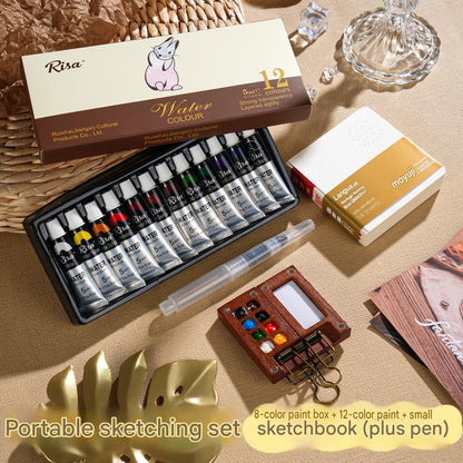 🎨Pocket Watercolor Set Portable Creative Painting Kit For Artists Beginners Travel Sketching Fun✨
