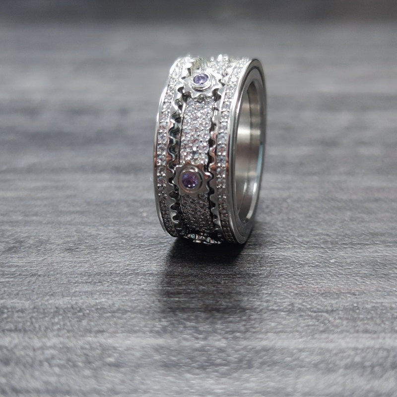 🔥LAST DAY 50% OFF – ⚡925 Sterling Silver Personalized Stress Reducing Rotatable Gear Ring