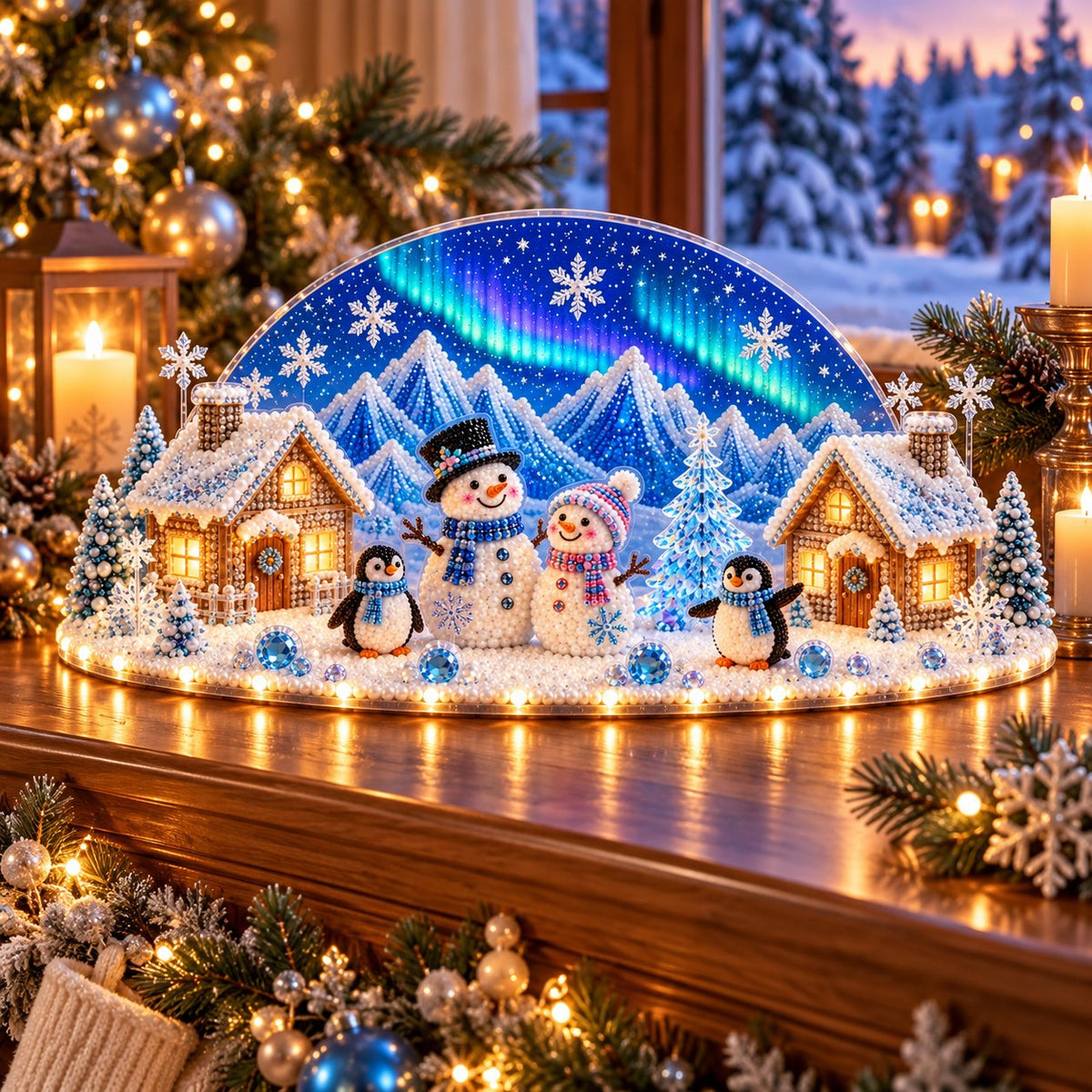 ☃️Winter Wonder DIY Decor Kit, Light-Up 3D Christmas Village Gem Art🏠