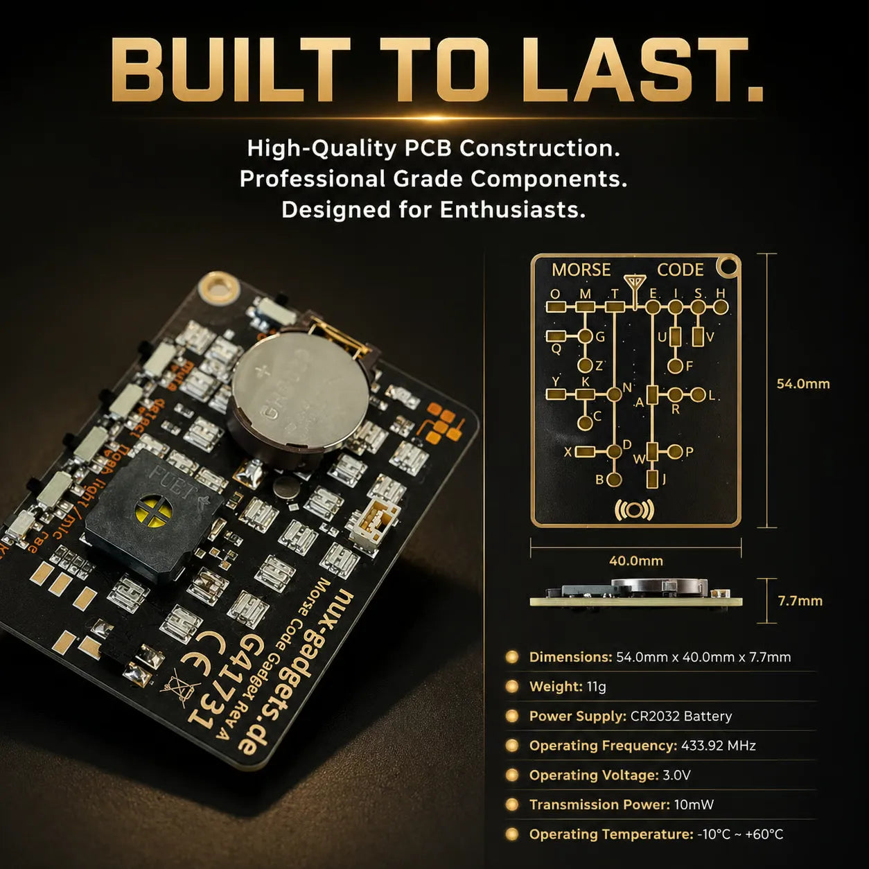 📟 Morse Code Trainer Card Pro (LED Edition)