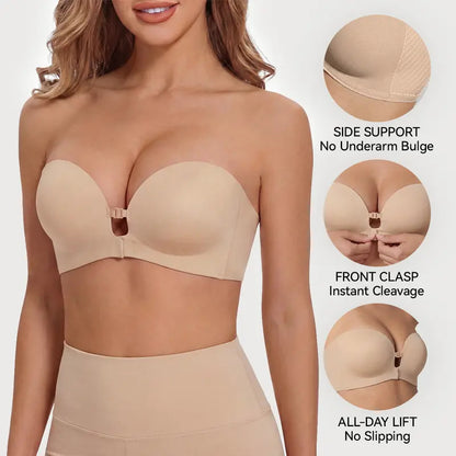 ✨ Women's Strapless Front Closure Push-Up Bra