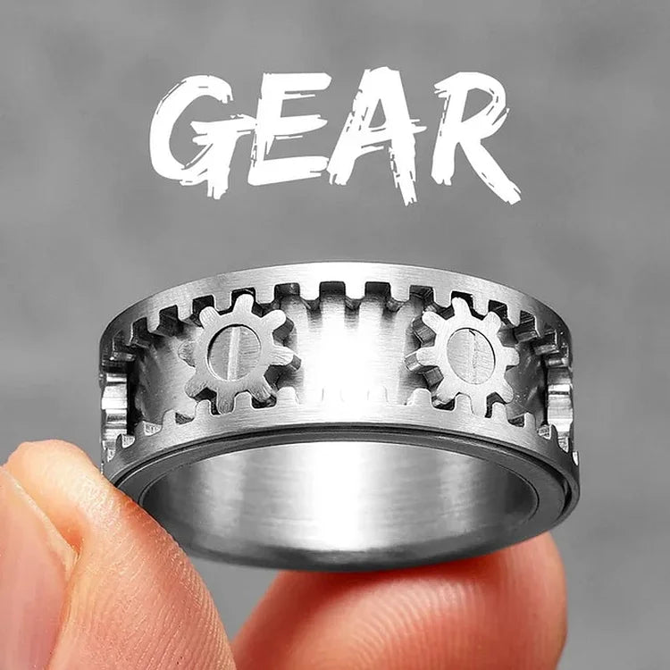🔥LAST DAY 50% OFF – ⚡925 Sterling Silver Personalized Stress Reducing Rotatable Gear Ring