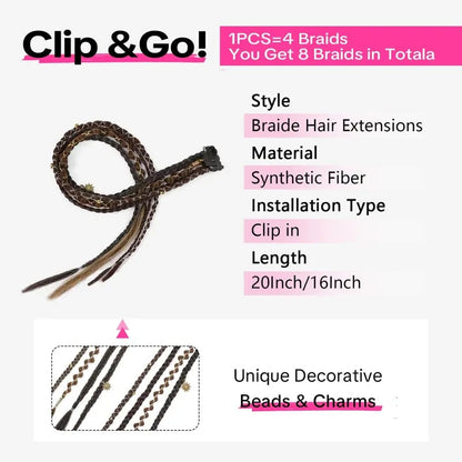 🌿🎨 Boho Beaded Clip-In Braids – Effortless Festival & Everyday Hair Transformation