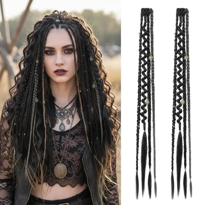 🌿🎨 Boho Beaded Clip-In Braids – Effortless Festival & Everyday Hair Transformation