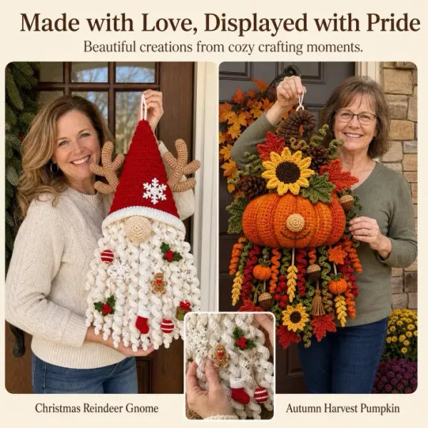 🧶 DIY Seasonal 3D Crochet Door Hanger Kit Collection