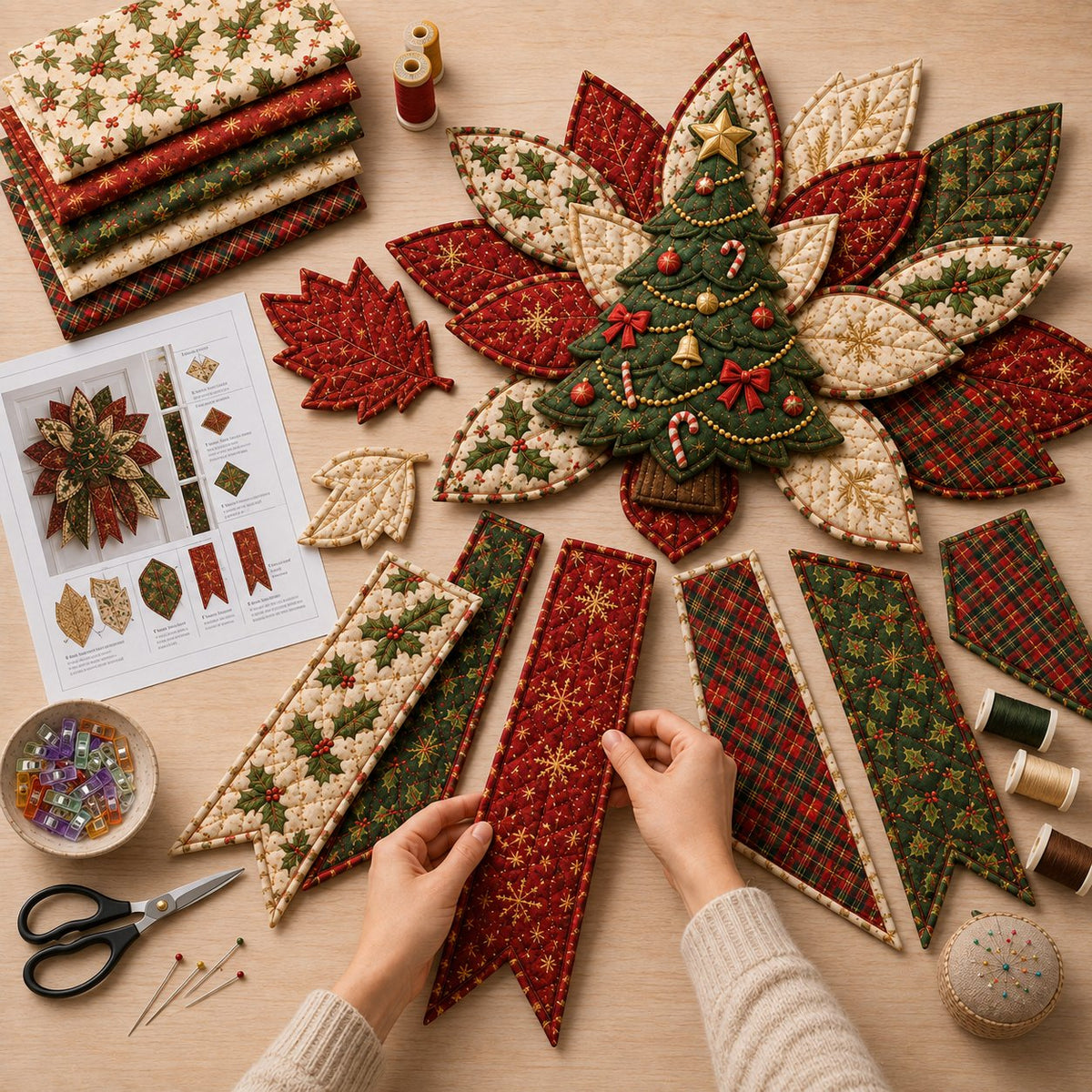 🎉 Last Day 50% OFF 🎄 – Festive Quilted Christmas Door Hanging DIY Sewing Kit