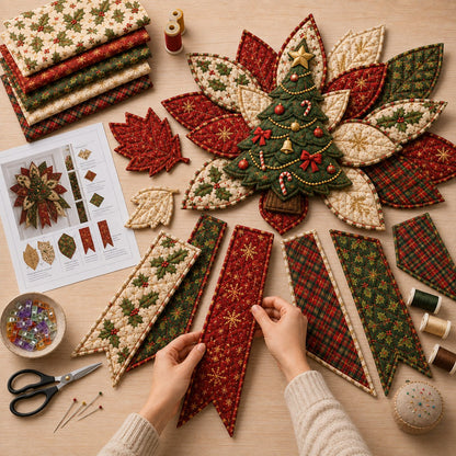 🎉 Last Day 50% OFF 🎄 – Festive Quilted Christmas Door Hanging DIY Sewing Kit
