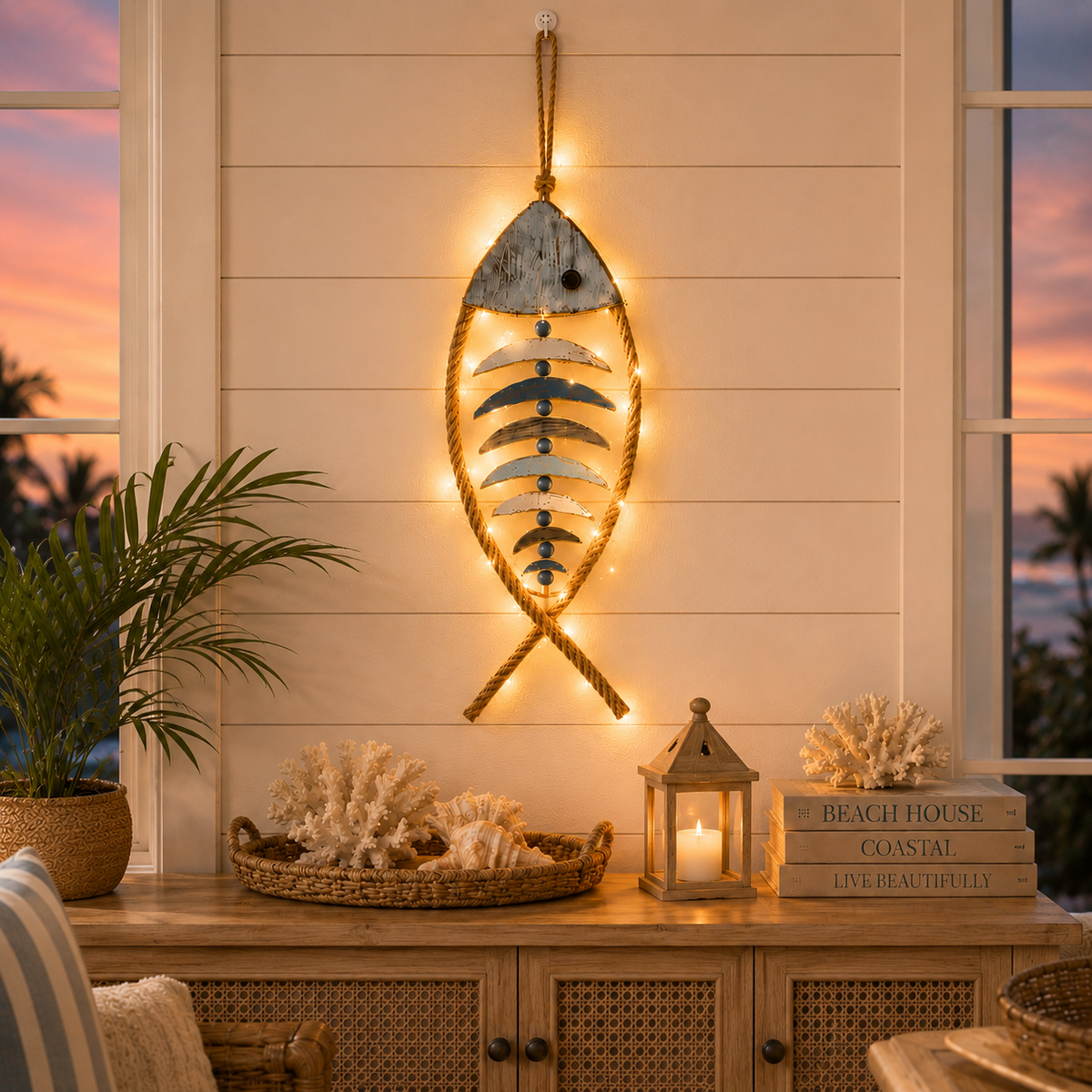 🐚Last Day 50% OFF💙-🐟 Coastal Rope Fish Wall Hanging for Charming Nautical Home & Beach Decor 🌊