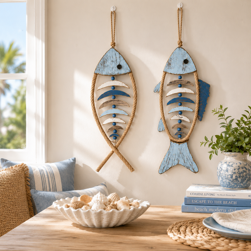 🐚Last Day 50% OFF💙-🐟 Coastal Rope Fish Wall Hanging for Charming Nautical Home & Beach Decor 🌊