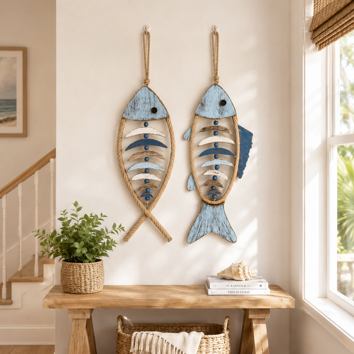 🐚Last Day 50% OFF💙-🐟 Coastal Rope Fish Wall Hanging for Charming Nautical Home & Beach Decor 🌊