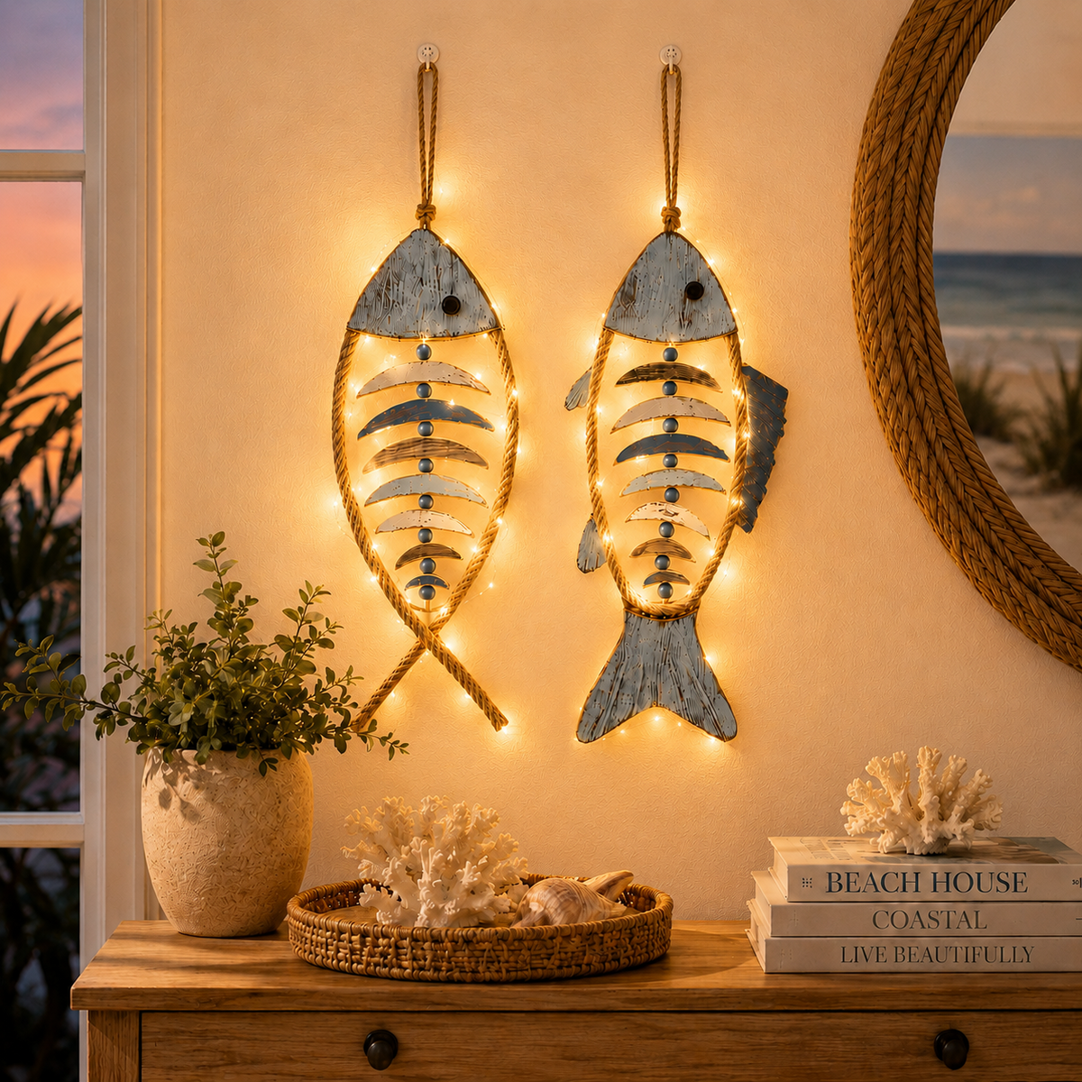 🐚Last Day 50% OFF💙-🐟 Coastal Rope Fish Wall Hanging for Charming Nautical Home & Beach Decor 🌊
