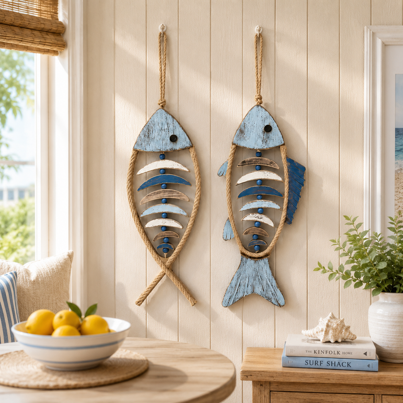 🐚Last Day 50% OFF💙-🐟 Coastal Rope Fish Wall Hanging for Charming Nautical Home & Beach Decor 🌊