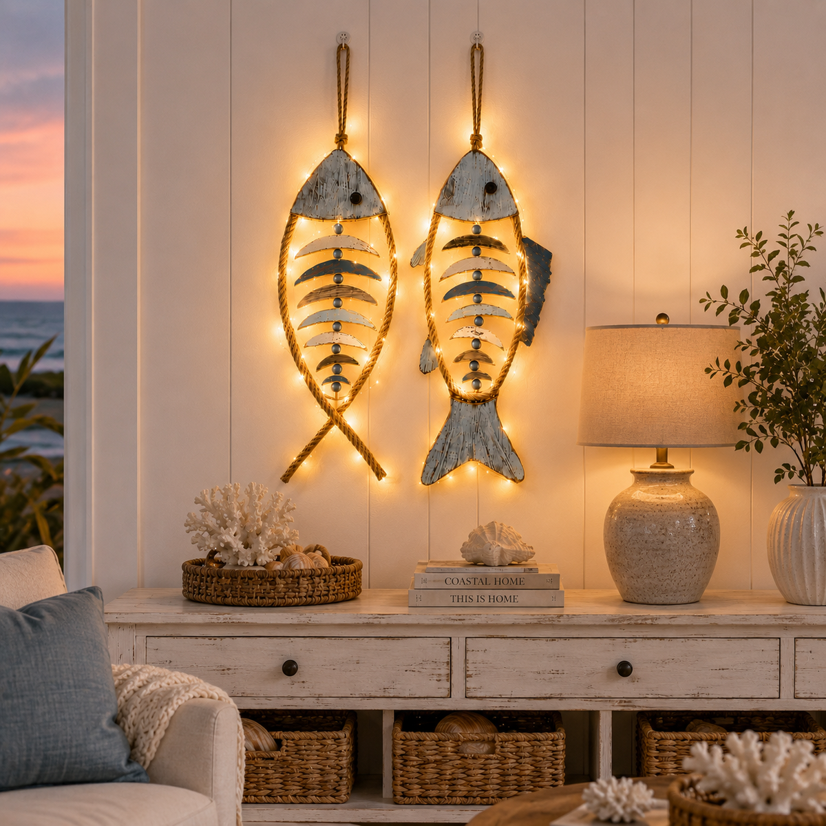 🐚Last Day 50% OFF💙-🐟 Coastal Rope Fish Wall Hanging for Charming Nautical Home & Beach Decor 🌊