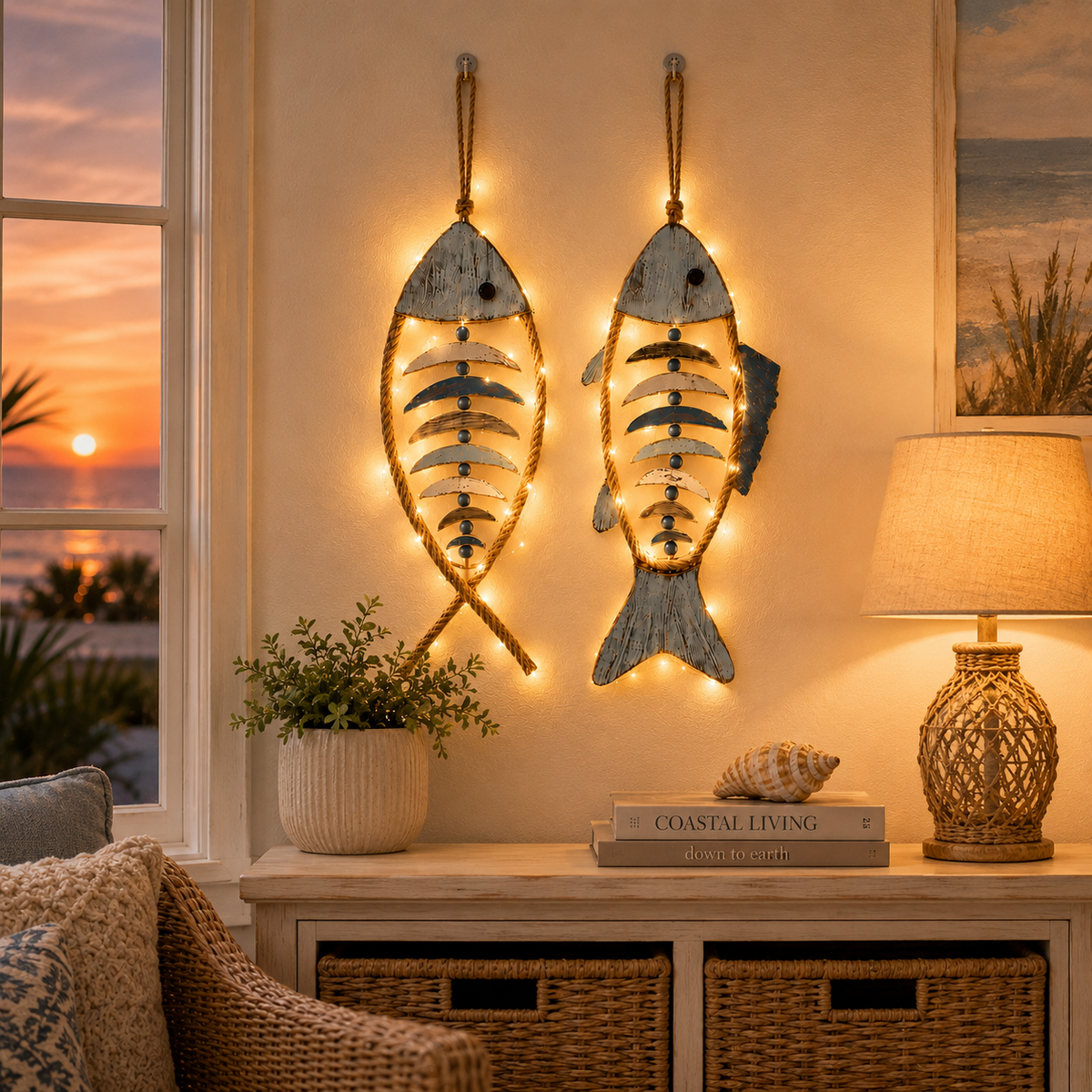 🐚Last Day 50% OFF💙-🐟 Coastal Rope Fish Wall Hanging for Charming Nautical Home & Beach Decor 🌊