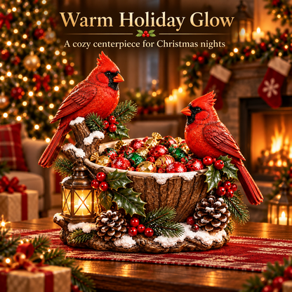 ❤️ LAST DAY – 50% OFF! 🎄 Lighted Cardinal Christmas Candy Bowl – Festive Holiday Treat Bowl & Tabletop Decor