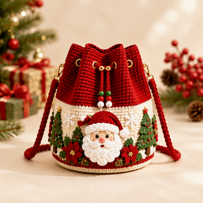 🎅Last Day 50% OFF✨-🎄Hand-Knitted Christmas Crochet Bucket Bag in 4 Festive Styles for Women 🎁