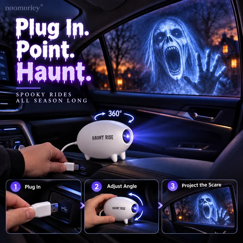 🎃 50% OFF – Halloween Window Projector – 16 Spooky Films, 360° Adjustable USB Projector 👻