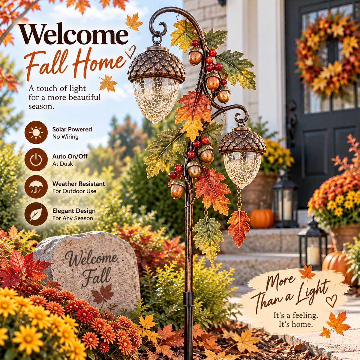 🍁 Autumn Acorn Glow™ – Solar Double Acorn Garden Stake Light