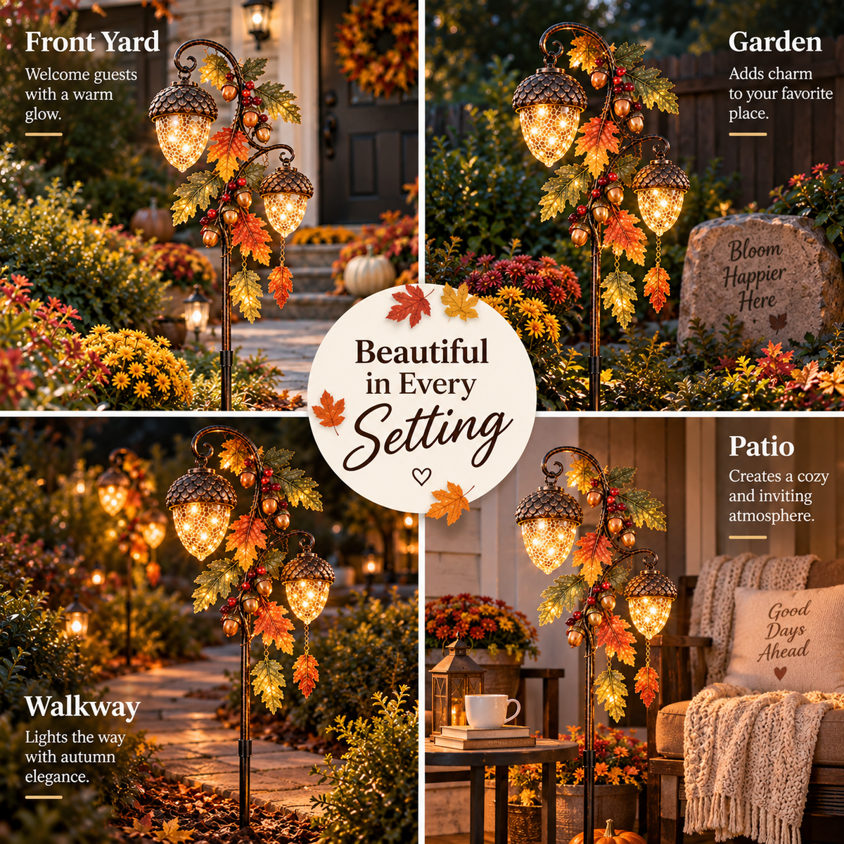 🍁 Autumn Acorn Glow™ – Solar Double Acorn Garden Stake Light