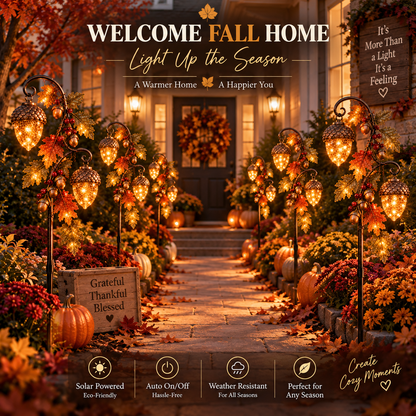 🍁 Autumn Acorn Glow™ – Solar Double Acorn Garden Stake Light