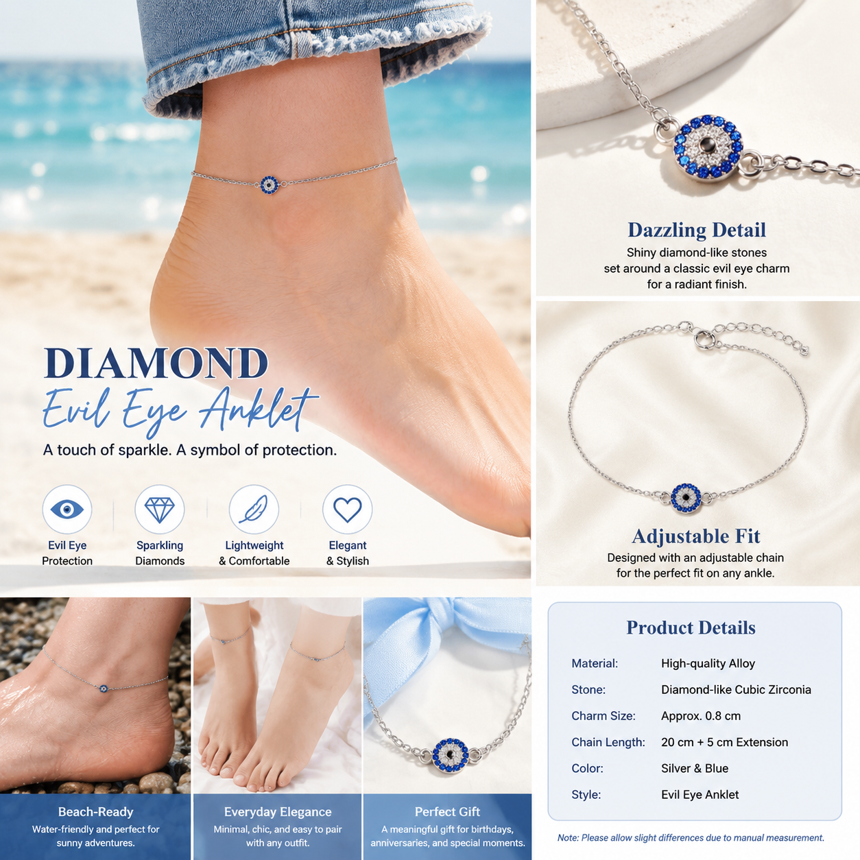 Diamond Evil Eye Anklet