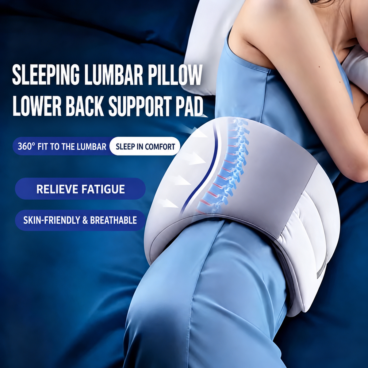 🔥 50% OFF – Adjustable Lumbar Support Pillow – For Bed, Office, Car & Sofa