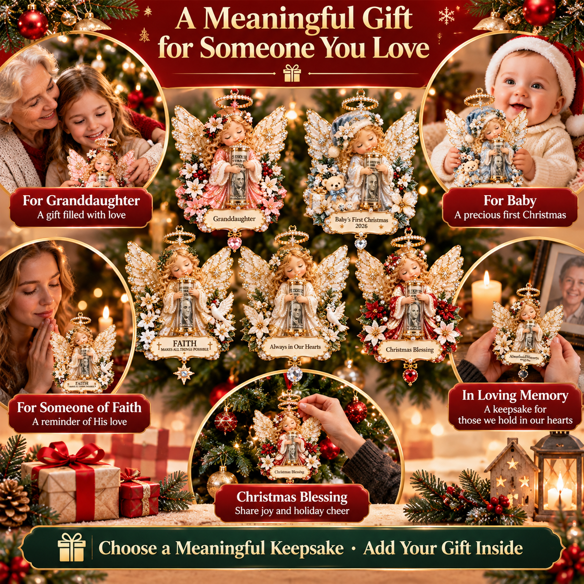⏰ LAST DAY SALE 50% OFF! 👼💵  Angel Christmas Cash Gift Ornament – Holiday Money Holder Keepsake ✨