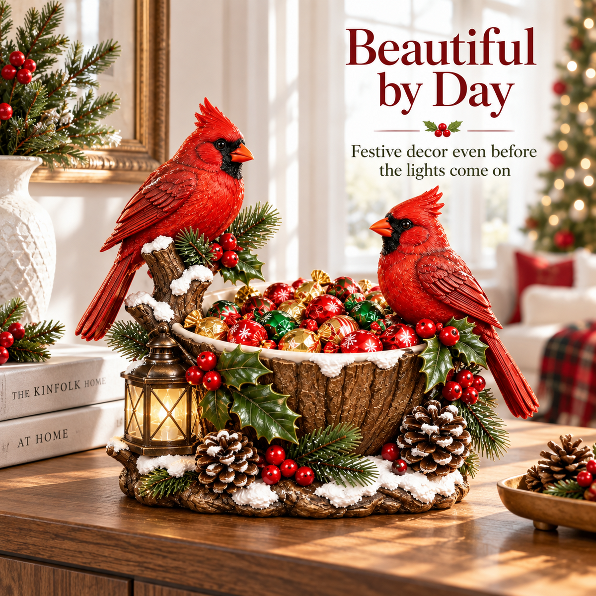 ❤️ LAST DAY – 50% OFF! 🎄 Lighted Cardinal Christmas Candy Bowl – Festive Holiday Treat Bowl & Tabletop Decor