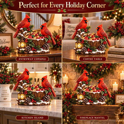 ❤️ LAST DAY – 50% OFF! 🎄 Lighted Cardinal Christmas Candy Bowl – Festive Holiday Treat Bowl & Tabletop Decor