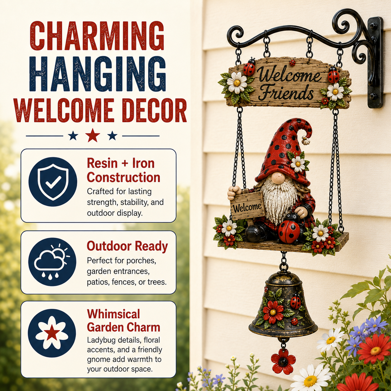 🧙 Rustic Garden Gnome Bell for Whimsical Charm 🌼