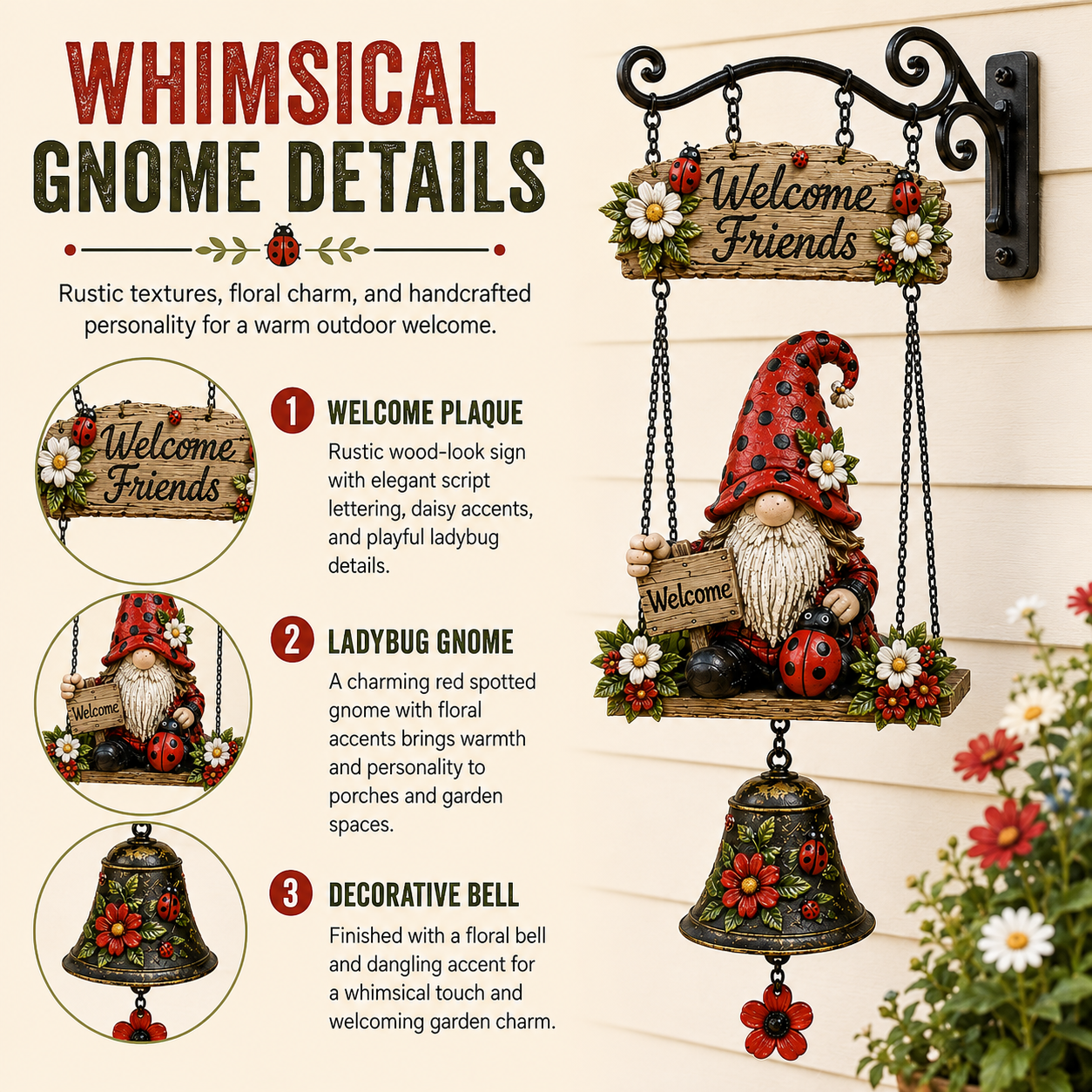 🧙 Rustic Garden Gnome Bell for Whimsical Charm 🌼