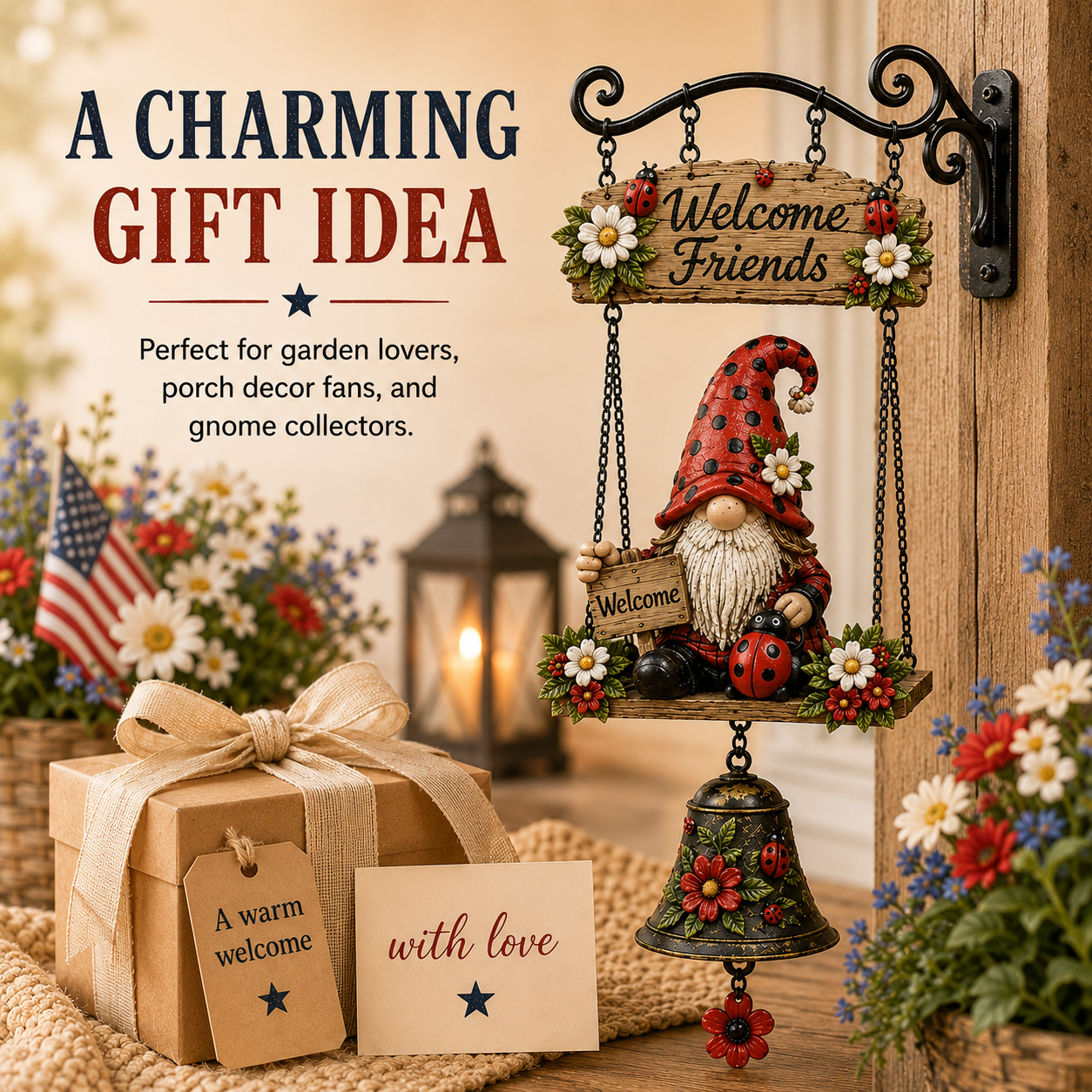 🧙 Rustic Garden Gnome Bell for Whimsical Charm 🌼