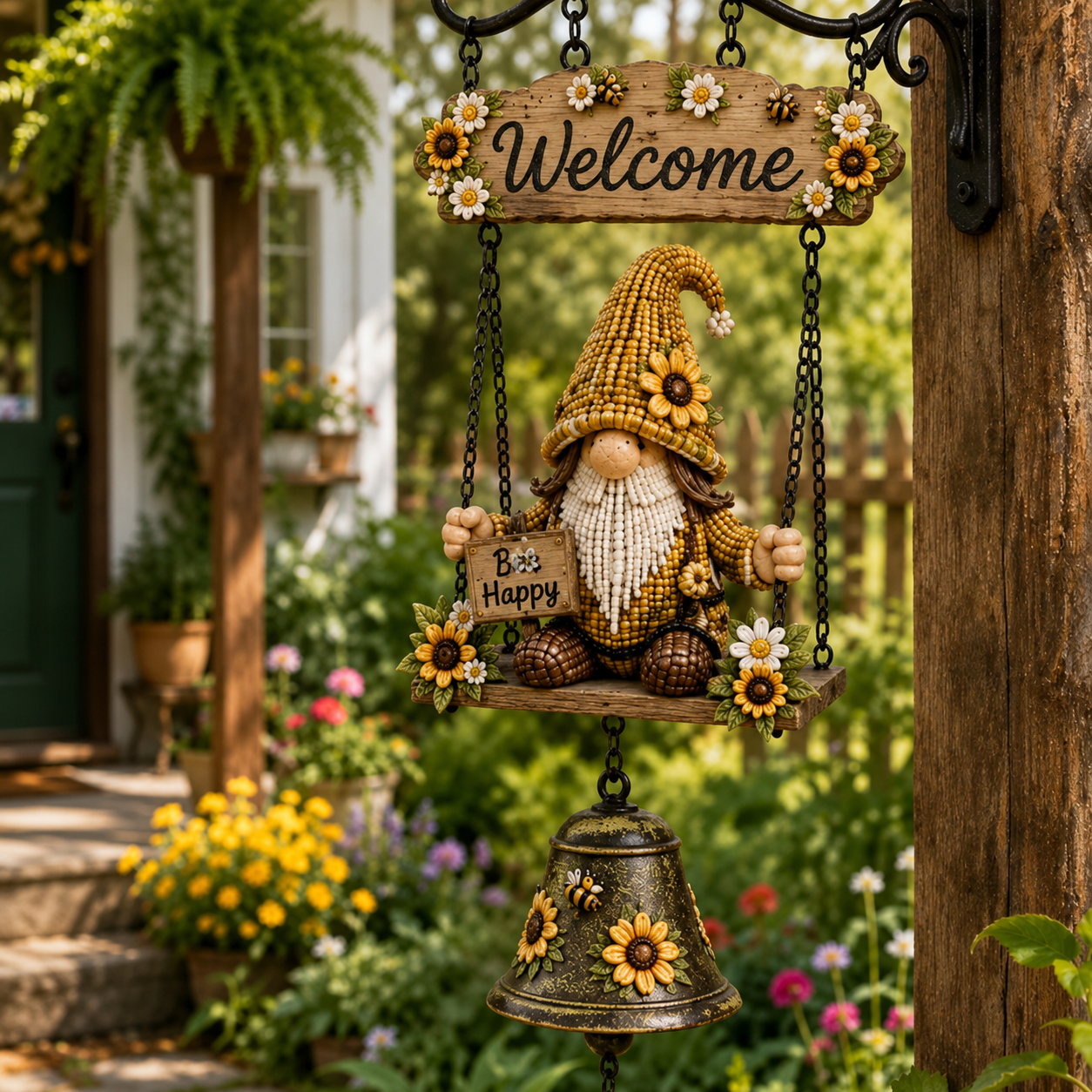 🧙 Rustic Garden Gnome Bell for Whimsical Charm 🌼