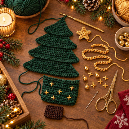 🧶 Holiday Celebration 50% OFF ✨-🎄 4 Cute Crochet Christmas Tree Cutlery Holder Patterns 🎁