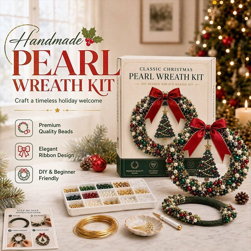 🎄✨DIY Christmas Pearl Beaded Wreath Kit – Build Sparkly Holiday Charm With Your Own Hands