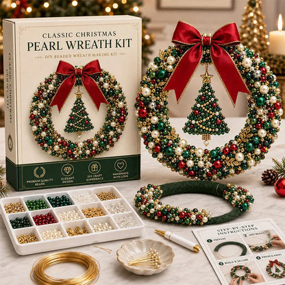 🎄✨DIY Christmas Pearl Beaded Wreath Kit – Build Sparkly Holiday Charm With Your Own Hands