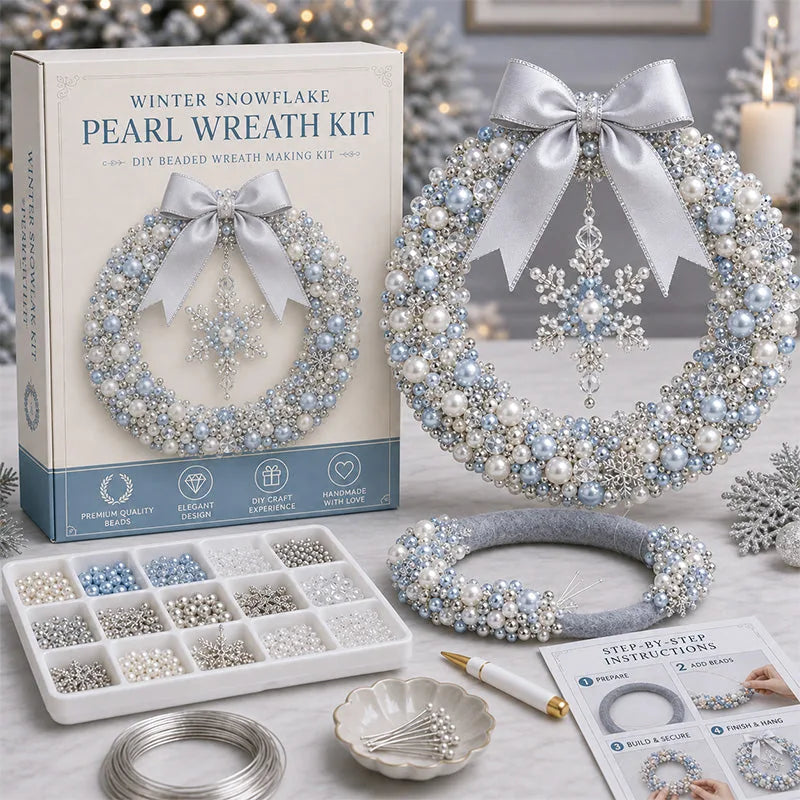🎄✨DIY Christmas Pearl Beaded Wreath Kit – Build Sparkly Holiday Charm With Your Own Hands