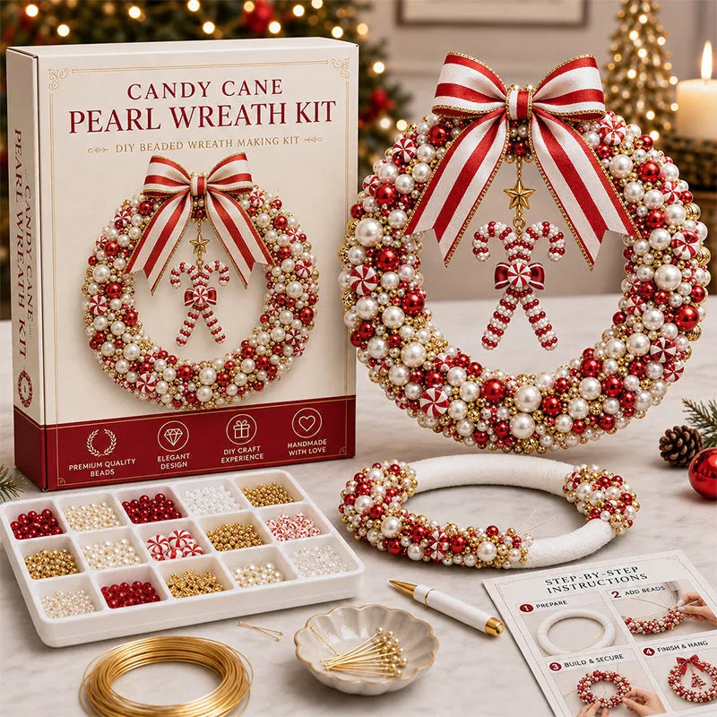 🎄✨DIY Christmas Pearl Beaded Wreath Kit – Build Sparkly Holiday Charm With Your Own Hands