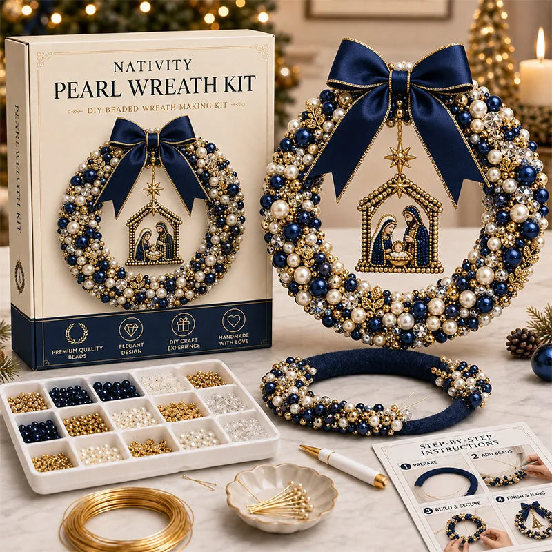 🎄✨DIY Christmas Pearl Beaded Wreath Kit – Build Sparkly Holiday Charm With Your Own Hands