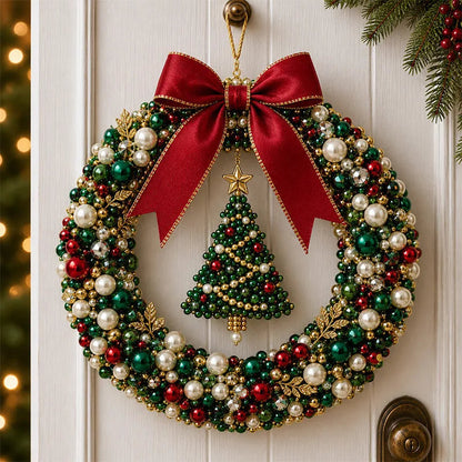 🎄✨DIY Christmas Pearl Beaded Wreath Kit – Build Sparkly Holiday Charm With Your Own Hands