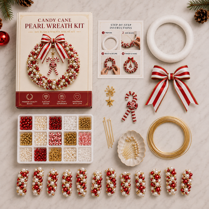 🎄✨DIY Christmas Pearl Beaded Wreath Kit – Build Sparkly Holiday Charm With Your Own Hands