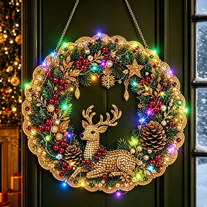 🎄💎 LED Beaded Christmas Wreath DIY Craft Kit | Light Up Holiday Door Hanging Decor