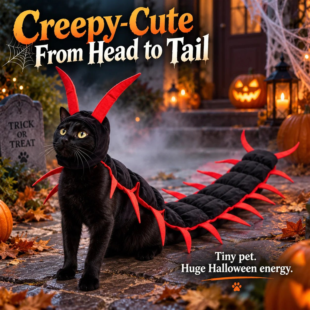 💯🎃 Creepy-Cute Halloween Centipede Pet Costume – 3D Crawling Outfit for Dogs & Cats 🐾