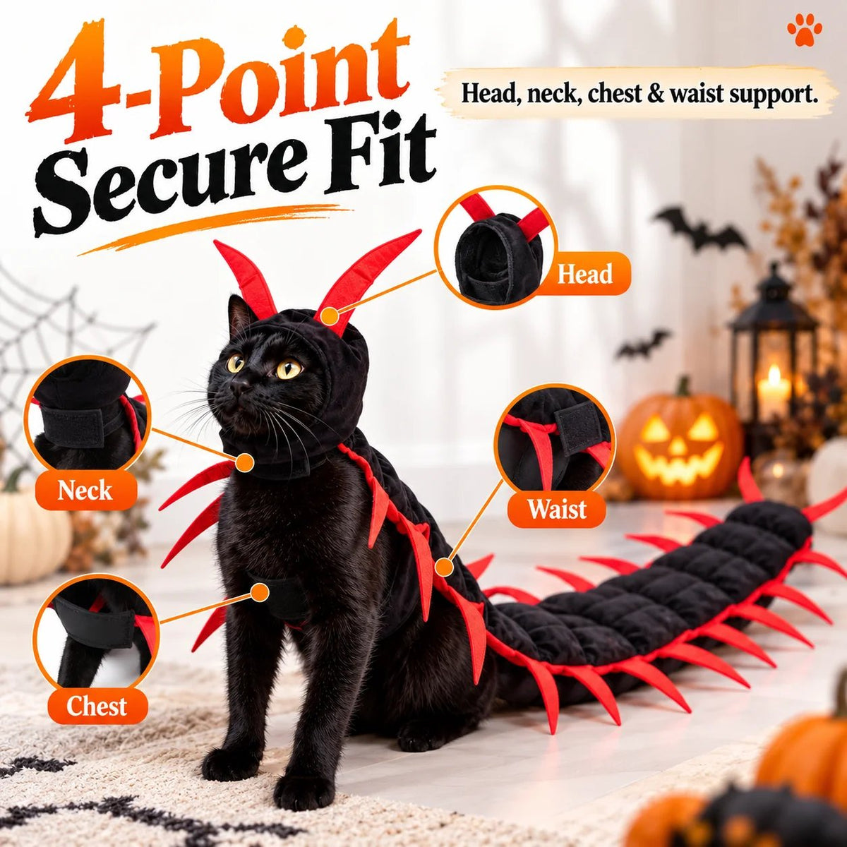💯🎃 Creepy-Cute Halloween Centipede Pet Costume – 3D Crawling Outfit for Dogs & Cats 🐾