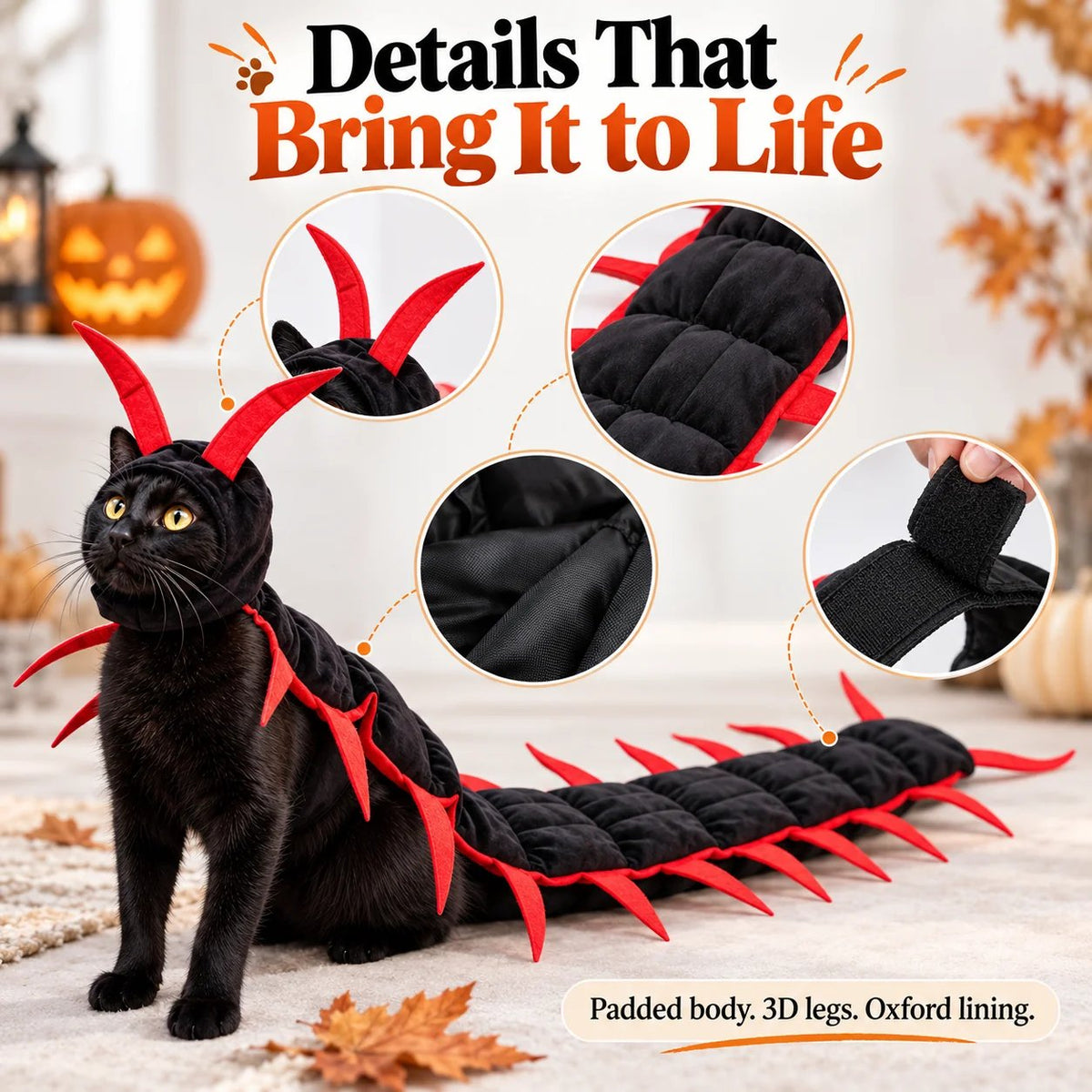 🎃 50% OFF – Creepy-Cute Halloween Centipede Pet Costume – 3D Crawling Outfit for Dogs & Cats 🐾